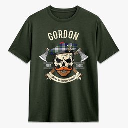 ScotsTee Shop Scottish Gordon Dress Modern Crest Tartan T-shirt Alba Skull Style
