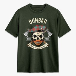 ScotsTee Shop Scottish Dunbar Ancient Crest Tartan T-shirt Alba Skull Style