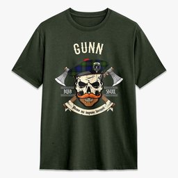 ScotsTee Shop Scottish Gunn Modern Crest Tartan T-shirt Alba Skull Style