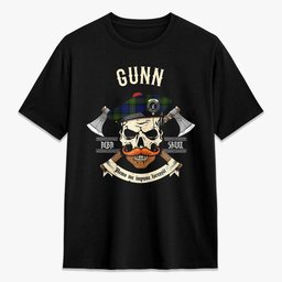 ScotsTee Shop Scottish Gunn Modern Crest Tartan T-shirt Alba Skull Style