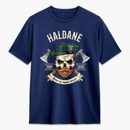 ScotsTee Shop Scottish Haldane Crest Tartan T-shirt Alba Skull Style