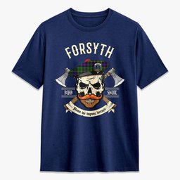 ScotsTee Shop Scottish Forsyth Modern Crest Tartan T-shirt Alba Skull Style