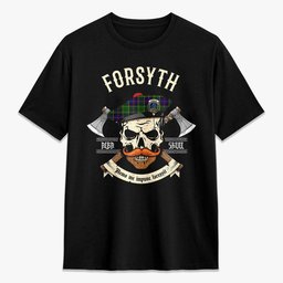 ScotsTee Shop Scottish Forsyth Modern Crest Tartan T-shirt Alba Skull Style