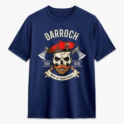 ScotsTee Shop Scottish Darroch (Gourock) Crest Tartan T-shirt Alba Skull Style