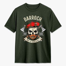 ScotsTee Shop Scottish Darroch (Gourock) Crest Tartan T-shirt Alba Skull Style