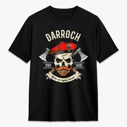 ScotsTee Shop Scottish Darroch (Gourock) Crest Tartan T-shirt Alba Skull Style