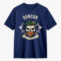 ScotsTee Shop Scottish Duncan Modern Crest Tartan T-shirt Alba Skull Style