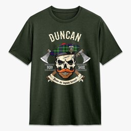 ScotsTee Shop Scottish Duncan Modern Crest Tartan T-shirt Alba Skull Style