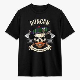 ScotsTee Shop Scottish Duncan Modern Crest Tartan T-shirt Alba Skull Style