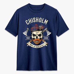 ScotsTee Shop Scottish Chisholm Hunting Modern Crest Tartan T-shirt Alba Skull Style