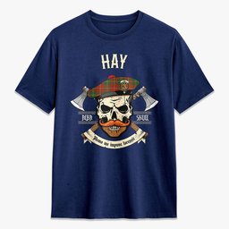 ScotsTee Shop Scottish Hay Ancient Crest Tartan T-shirt Alba Skull Style