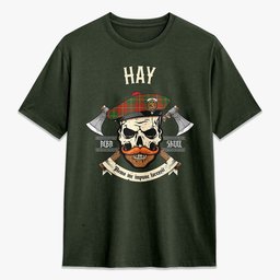 ScotsTee Shop Scottish Hay Ancient Crest Tartan T-shirt Alba Skull Style