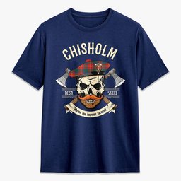 ScotsTee Shop Scottish Chisholm Ancient Crest Tartan T-shirt Alba Skull Style