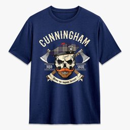 ScotsTee Shop Scottish Cunningham Dress Blue Dancers Crest Tartan T-shirt Alba Skull Style