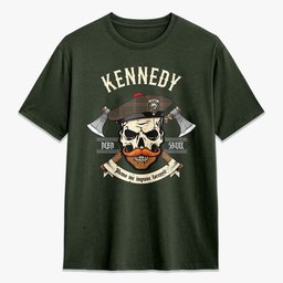 ScotsTee Shop Scottish Kennedy Weathered Crest Tartan T-shirt Alba Skull Style
