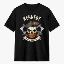 ScotsTee Shop Scottish Kennedy Weathered Crest Tartan T-shirt Alba Skull Style