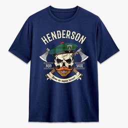 ScotsTee Shop Scottish Henderson Ancient Crest Tartan T-shirt Alba Skull Style