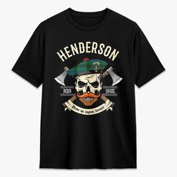 ScotsTee Shop Scottish Henderson Ancient Crest Tartan T-shirt Alba Skull Style
