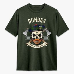 ScotsTee Shop Scottish Dundas Modern Crest Tartan T-shirt Alba Skull Style