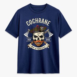 ScotsTee Shop Scottish Cochrane Modern Crest Tartan T-shirt Alba Skull Style
