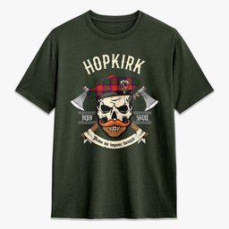 ScotsTee Shop Scottish Hopkirk Crest Tartan T-shirt Alba Skull Style