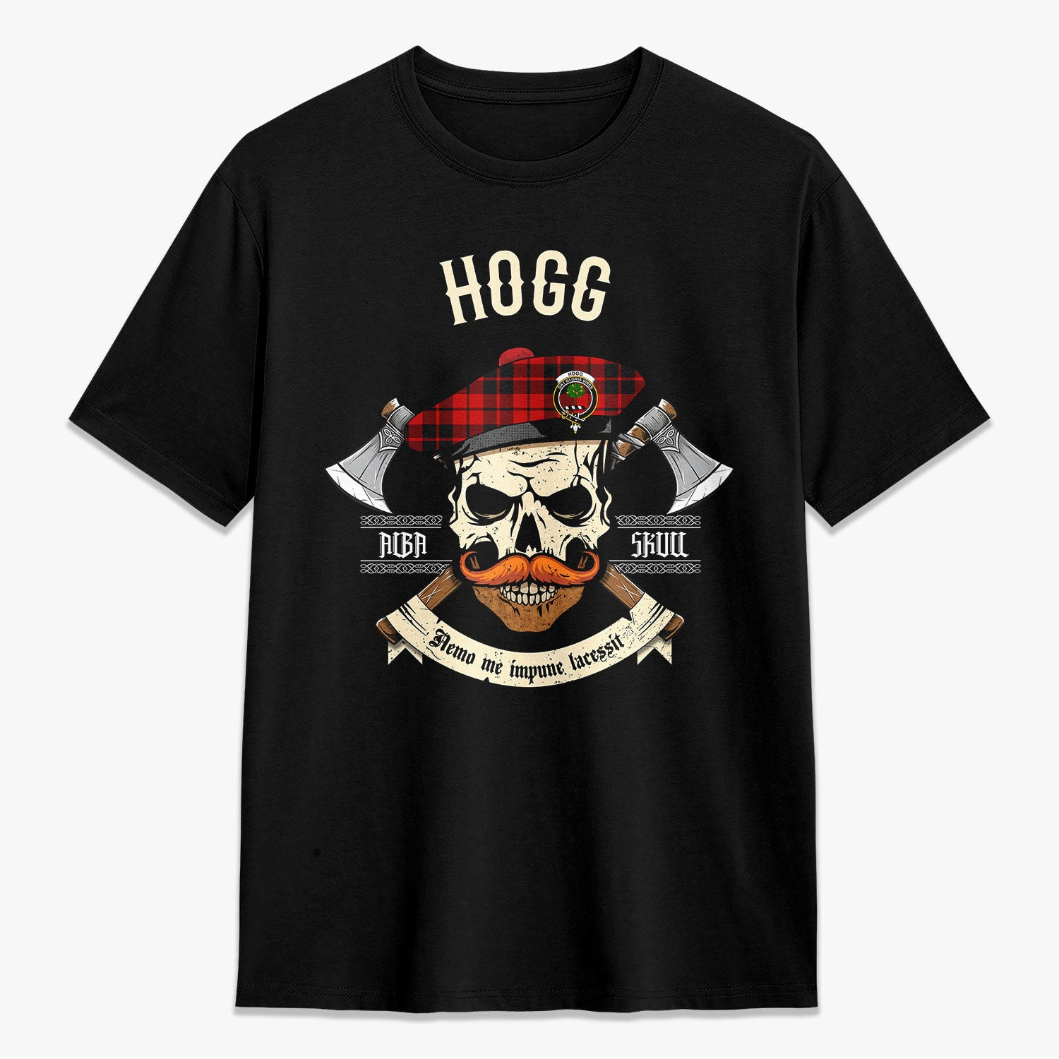 ScotsTee Shop Scottish Hogg Crest Tartan T-shirt Alba Skull Style