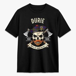 ScotsTee Shop Scottish Durie Crest Tartan T-shirt Alba Skull Style