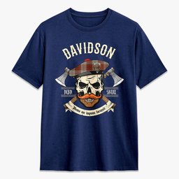 ScotsTee Shop Scottish Davidson Dress Dancers Crest Tartan T-shirt Alba Skull Style
