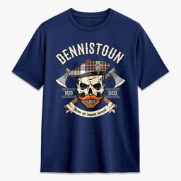 ScotsTee Shop Scottish Dennistoun Crest Tartan T-shirt Alba Skull Style