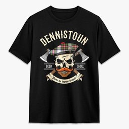 ScotsTee Shop Scottish Dennistoun Crest Tartan T-shirt Alba Skull Style