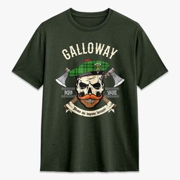 ScotsTee Shop Scottish Galloway District Crest Tartan T-shirt Alba Skull Style