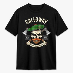 ScotsTee Shop Scottish Galloway District Crest Tartan T-shirt Alba Skull Style