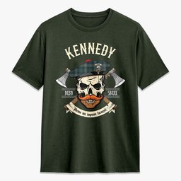 ScotsTee Shop Scottish Kennedy Modern Crest Tartan T-shirt Alba Skull Style