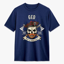 ScotsTee Shop Scottish Ged Crest Tartan T-shirt Alba Skull Style