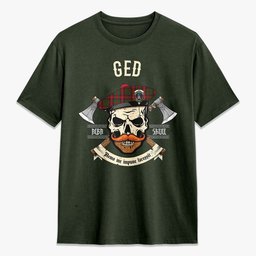 ScotsTee Shop Scottish Ged Crest Tartan T-shirt Alba Skull Style
