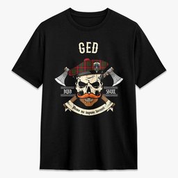 ScotsTee Shop Scottish Ged Crest Tartan T-shirt Alba Skull Style