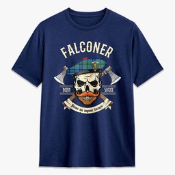 ScotsTee Shop Scottish Falconer Crest Tartan T-shirt Alba Skull Style