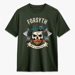 ScotsTee Shop Scottish Forsyth Ancient Crest Tartan T-shirt Alba Skull Style