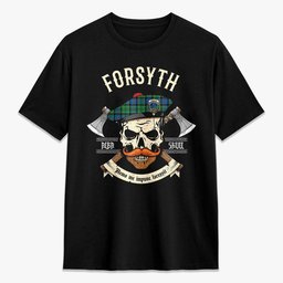ScotsTee Shop Scottish Forsyth Ancient Crest Tartan T-shirt Alba Skull Style