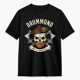 ScotsTee Shop Scottish Drummond Clan Crest Tartan T-shirt Alba Skull Style