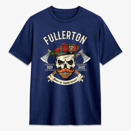 ScotsTee Shop Scottish Fullerton Crest Tartan T-shirt Alba Skull Style