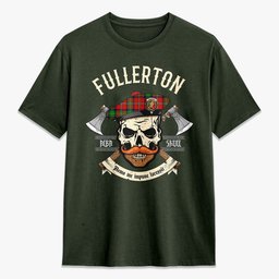 ScotsTee Shop Scottish Fullerton Crest Tartan T-shirt Alba Skull Style