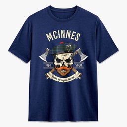 ScotsTee Shop Scottish McInnes Modern Crest Tartan T-shirt Alba Skull Style