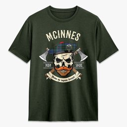 ScotsTee Shop Scottish McInnes Modern Crest Tartan T-shirt Alba Skull Style