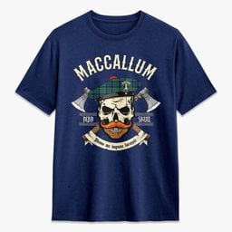 ScotsTee Shop Scottish MacCallum Ancient Crest Tartan T-shirt Alba Skull Style