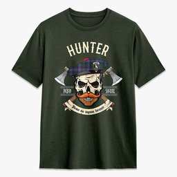 ScotsTee Shop Scottish Hunter Modern Crest Tartan T-shirt Alba Skull Style
