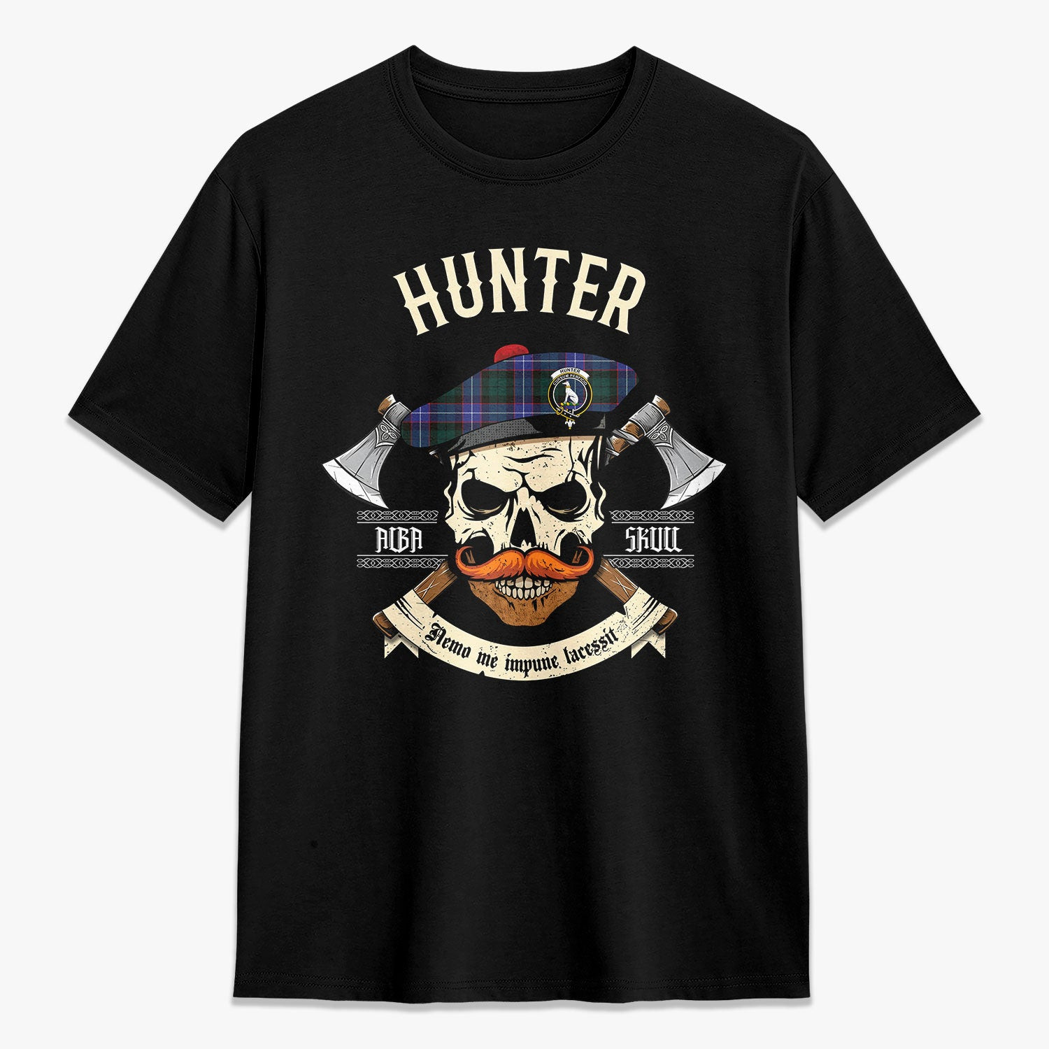 ScotsTee Shop Scottish Hunter Modern Crest Tartan T-shirt Alba Skull Style