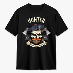 ScotsTee Shop Scottish Hunter Modern Crest Tartan T-shirt Alba Skull Style