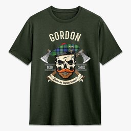 ScotsTee Shop Scottish Gordon Old Ancient Crest Tartan T-shirt Alba Skull Style