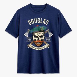 ScotsTee Shop Scottish Douglas Ancient Crest Tartan T-shirt Alba Skull Style